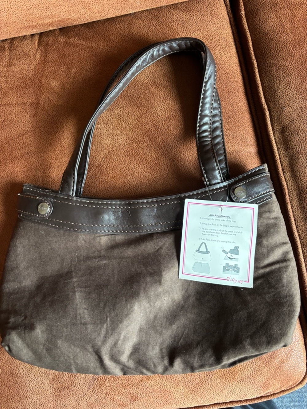 thirty-one interchangeable Chocolate Brown Canvas Shoulder Bag with Dark Trim